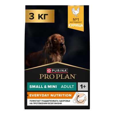 Purina Pro Plan Dog Small & Mini Adult Сухой корм для взрослых собак мелких и карликовых пород, курица и рис, 3 кг