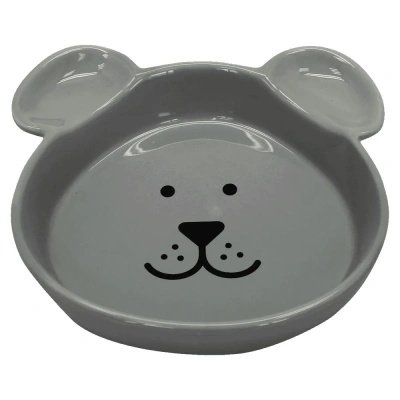 Миска керамическая "мордочка собачки" круглая, серая 18*16,5*3,7см*420мл