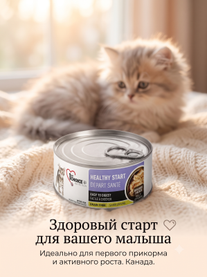 Влажный корм для котят Здоровый Старт, курица в масле тунца, 85гр. 1st CHOICE