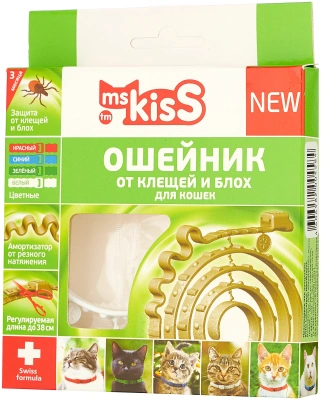 Мисс Кисс Ошейник для кошек репеллентный белый 38см