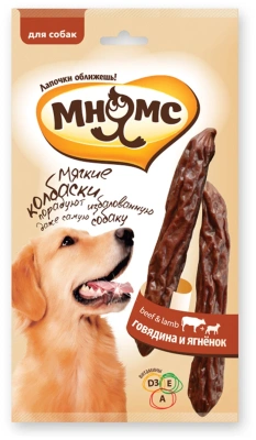 Лакомство для собак Мнямс колбаски мягкие с говядиной и ягненком 70 гр