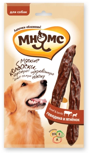 Лакомство для собак Мнямс колбаски мягкие с говядиной и ягненком 70 гр