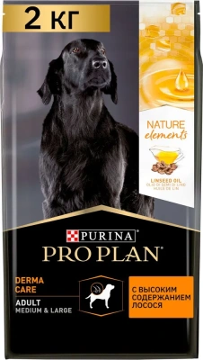 Purina Pro Plan Nature Element Derma Care Medium & Large Сухой корм для собак, лосось, 2 кг