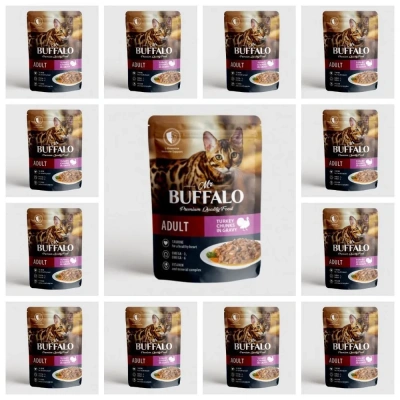 Влажный корм Mr. Buffalo Adult lдля кошек с чувствительным пищеварением Индейка в соусе 12*85г