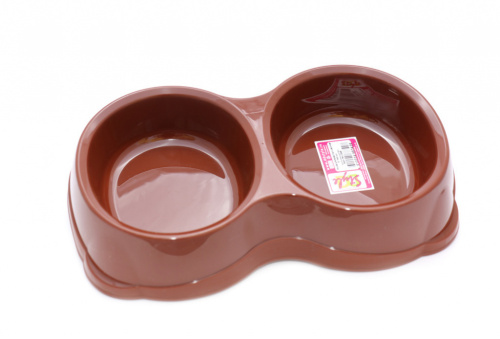 Миска ДОГУШ пластик для кошек двойная 2х250 мл.