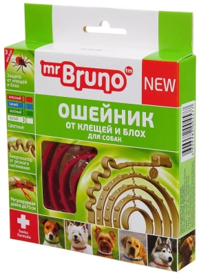 Ошейник Мистер Бруно для собак репеллентный красный 75см