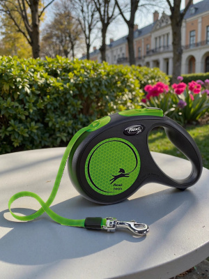 Поводок-рулетка Flexi New Neon tape, размер - M 5м, 25кг, зеленая