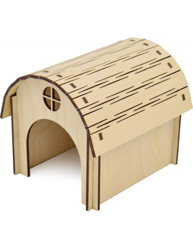 ЗООэкспресс, Домик для грызунов Полукруглый, окошко, фанера 16*25*15 см, 14213