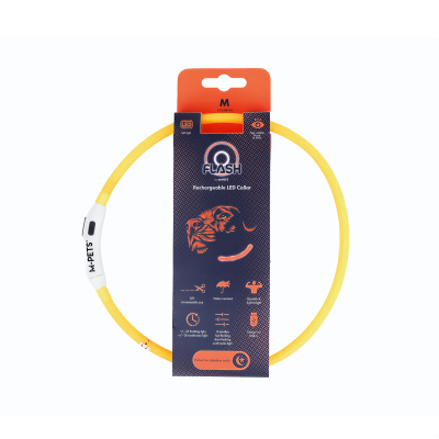 Светящийся ошейник FLASH LED, М, 1.5 x 65 см, оранжевый MPets