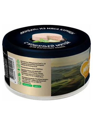 Влажный корм Мнямс Деликатес "Фондан" из мяса курицы с кошачьей мятой для кошек, 6х80г 