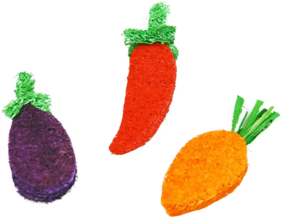 Игрушка Bambini Pets для грызунов "Набор овощей" из люфы, 6 шт