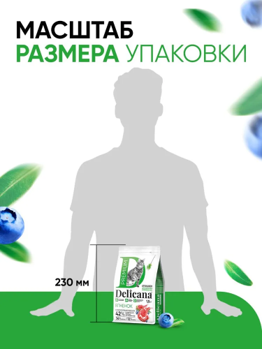 Сухой корм DELICANA  для стерилизованных кошек и кастрированных котов с ягненком 0,4 кг