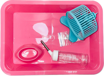 Клетка-террариум Зооэкспресс, для грызунов с пласт. дверкой и компл., 40х27х18, средний, розовый