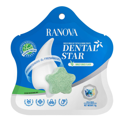 Лакомство Ranova для кошек сублимированное Звёздочка для зубов с курицей и ячменем, 6 г 