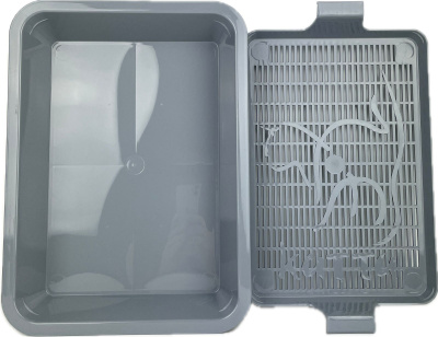 111104 Туалет КИТТИ для кошки с сеткой малый 32,5*23,5*5 см серый