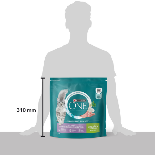 Сухой корм Purina ONE для кошек с чувствительным пищеварением, с высоким содержанием индейки, 1,5 кг