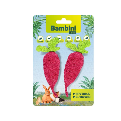 Игрушка Bambini Pets для грызунов "Редиски" из люфы,  2 шт