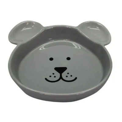 Миска керамическая "мордочка собачки" круглая, серая 18*16,5*3,7см*420мл