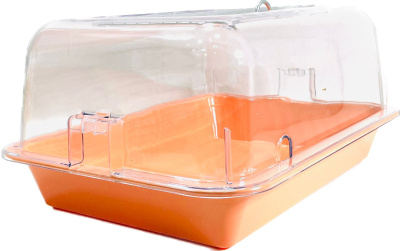 Клетка-террариум Зооэкспресс, для грызунов с метал. дверкой, 40х27х18, средний, оранжевый