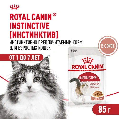 Royal Canin Instinctive Консервированный корм для кошек, кусочки в соусе, 85 г