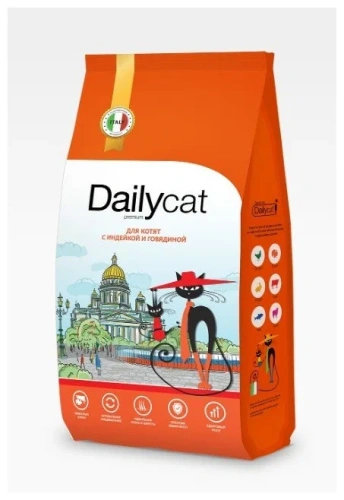 Сухой корм для котят Dailycat casual с индейкой и говядиной 1,5кг