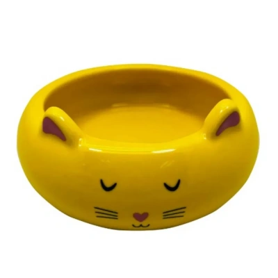 Миска керамическая в форме кошечки, желтая 13*5,5см*260мл