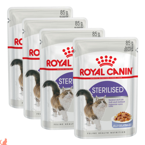 Влажный корм Royal Canin Sterilised для стерилизованных кошек, кусочки в желе (28 паучей по 85 гр)