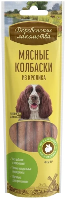 Деревенские лакомства 45 г мясные колбаски из кролика для собак 7 шт