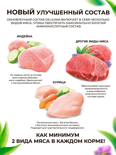 Сухой корм DELICANA  для взрослых кошек  с лососем 1,5кг 
