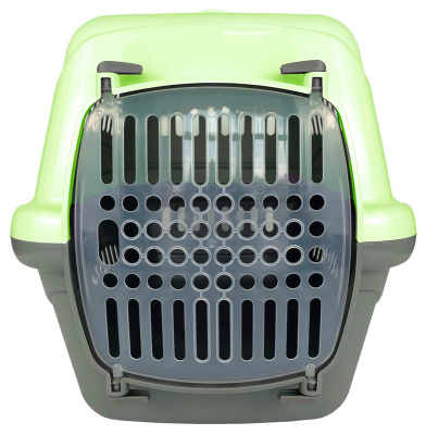 Переноска для животных "Турне" M спрозрачной пластиковой дверцей 48*32*32 см зеленая