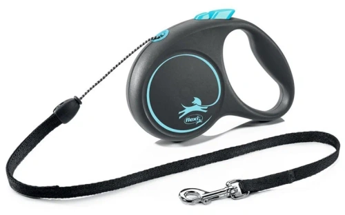 Рулетка Флекси (Flexi) Black Design S 5м до 12кг (трос) черно-голубая