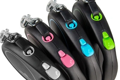 Рулетка Flexi Black Design S 5м до 15кг. ремень, черно-розовая