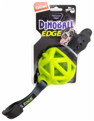 Игрушка для собак GiGwi "Dinoball" Динозавр с ручкой черно-зеленый 8см