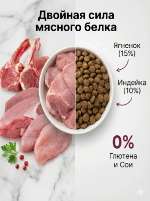 Сухой корм AWARD для собак мелких и мини. пород с ягненком и индейкой. брокколи и брусникой 1,5кг