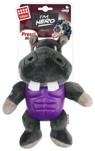 Игрушка для собак, GiGwi "I'am Hero" Бегемот с пищалкой 20 см