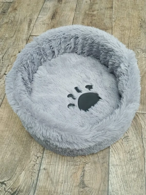 Лежак Моськи-Авоськи,круглый LISA с подушкой 40*40*16см мех, серый
