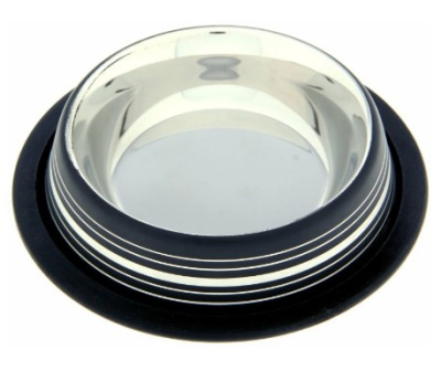 Миска нескользящая цветная с полосой черная