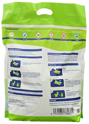 Наполнитель для кошачьего туалета ЗОО Няня Tofu CLASSIC растительный комкующийся 6л*2,7кг