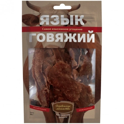 Деревенские лакомства для собак Язык говяжий 50г