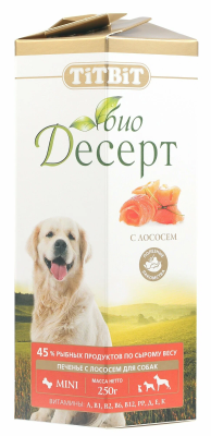 Лакомство для собак Титбит Печенье с лососем, 250гр