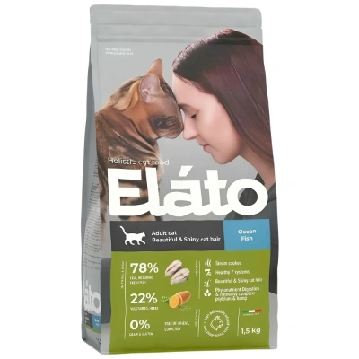Сухой корм для кошек Элато Holistic  для красивой и блестящей шерсти Рыба 1,5кг