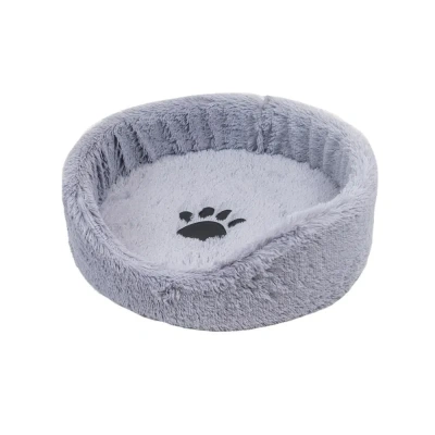 Лежак Моськи-Авоськи,круглый LISA с подушкой 40*40*16см мех, серый