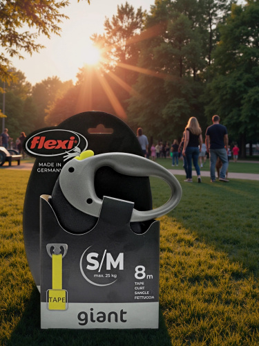 Поводок-рулетка Flexi Giant tape M 8 м, 25кг, черная