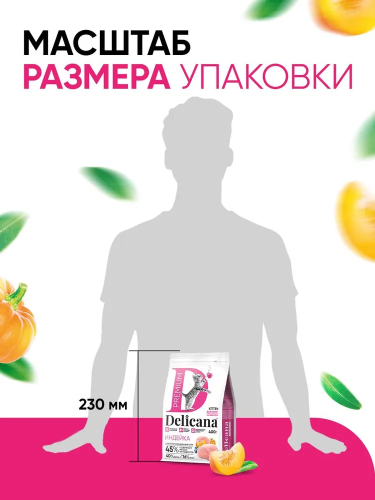 Сухой корм DELICANA для котят с чувствительным пищеварением с индейкой 0,4 кг 