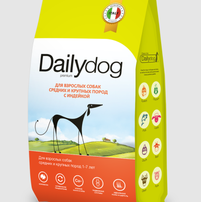 Сухой корм Dailydog для собак средних и крупных пород с индейкой 3кг