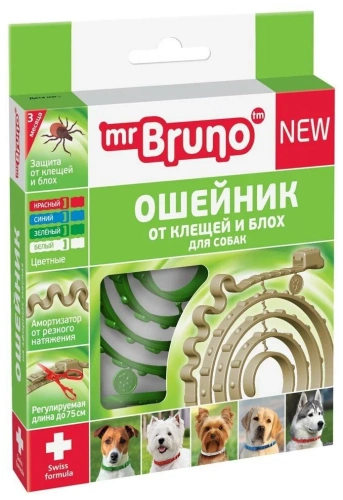 Ошейник Мистер Бруно для собак репеллентный зеленый 75см
