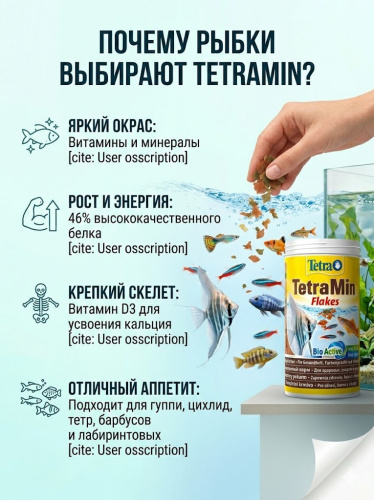 TetraMin Flakes Корм для всех видов рыб, хлопья 250 мл 