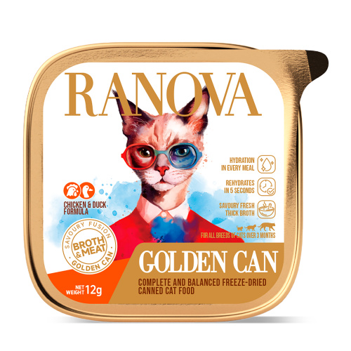 Полнорационный сухой субл. корм Ranova для кошек консервированный с курицей и уткой, 12 г 