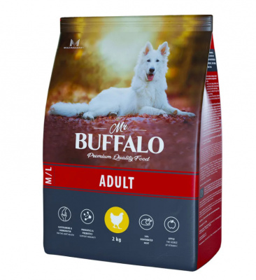 Mr.Buffalo Adult M/L Сухой корм  для собак средних и крупных пород с курицей, 2кг
