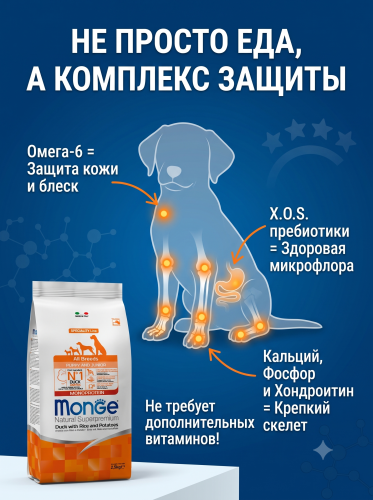 Сухой корм  для собак всех пород, из утки, 2,5 кг. Monge Dog Speciality Line Monoprotein
